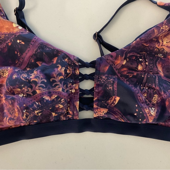 CALIA by Carrie Underwood Navy Gold Purple Reversible Bikini Size Large - Picture 2 of 8